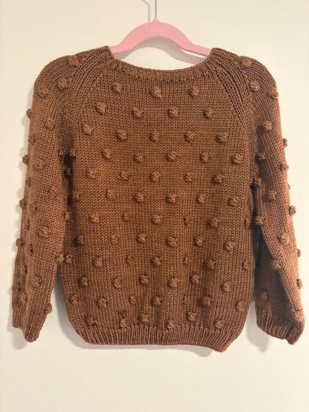 Designer Misha & Puff brown kids popcorn sweater with woven accents NWT 6-7yr